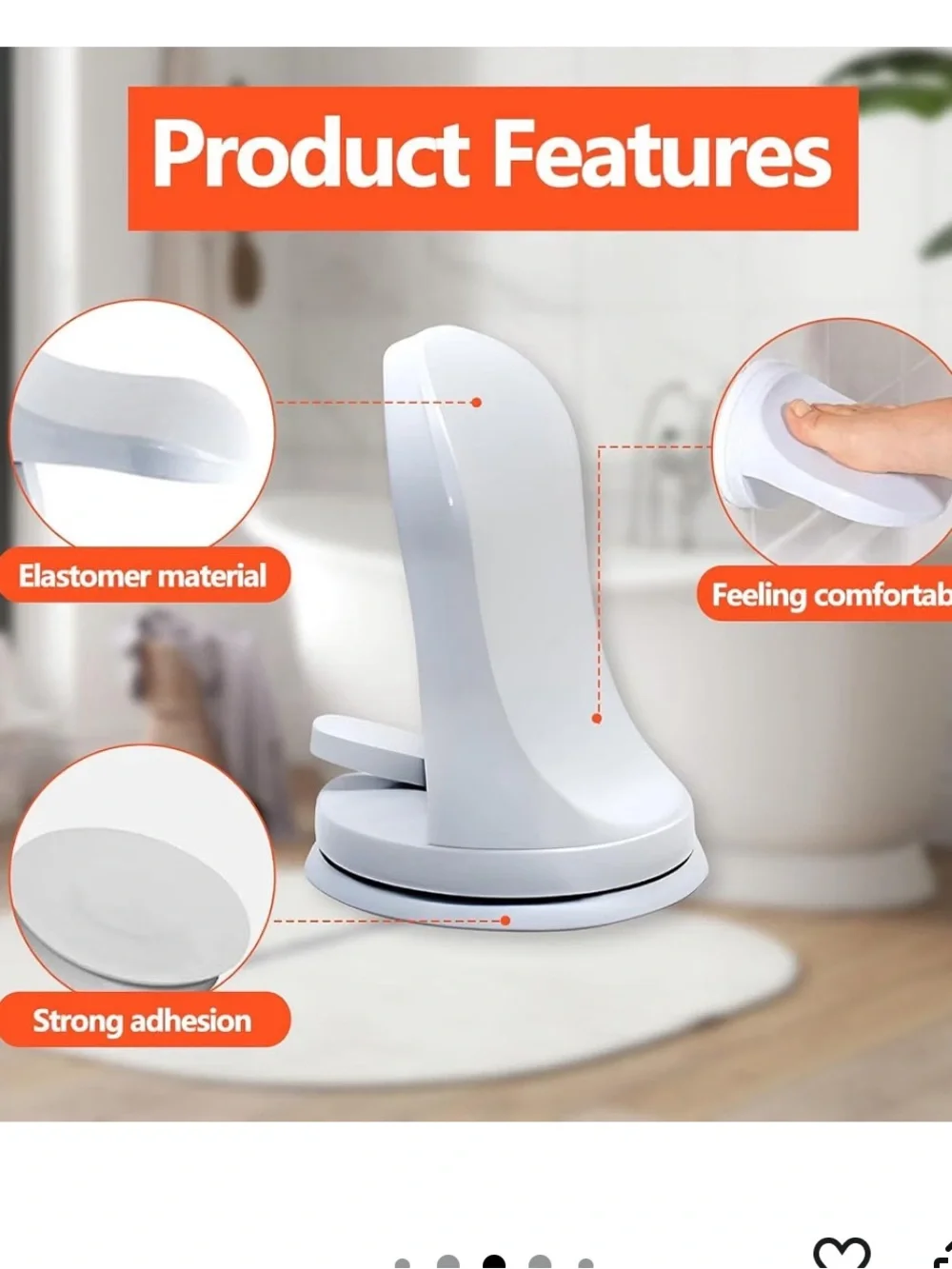 White Shower Foot Rest with Strong Suction 079